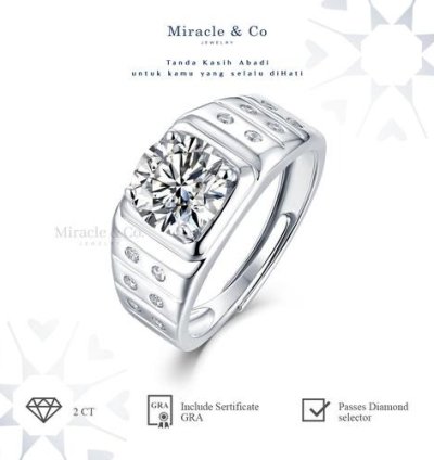 Square Dush Mens Moissanite Adjustable Ring