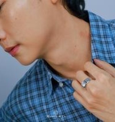 Square Dush Mens Moissanite Adjustable Ring