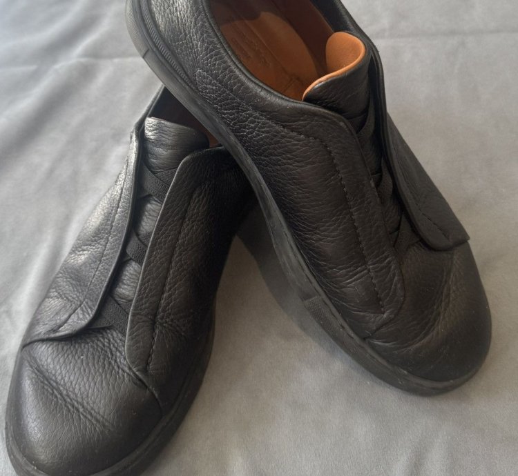 Zegna Triple Stitch Black Deerskin