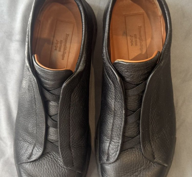 Zegna Triple Stitch Black Deerskin