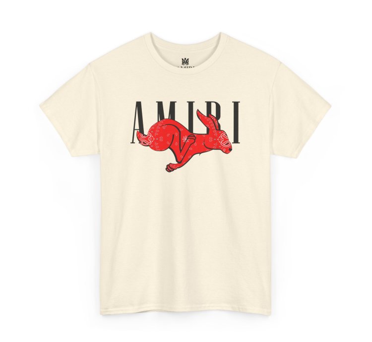 Amiri Rabbit Logo Natural T-shirt - Size Usa