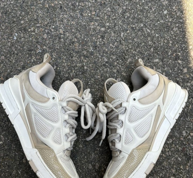 White And Beige Skate Sneakers