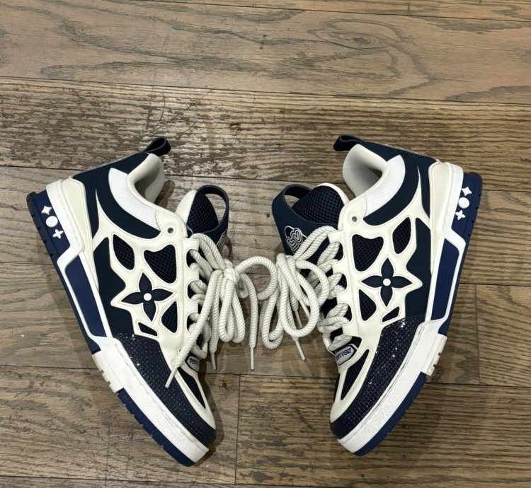 White And Blue Skate Sneakers