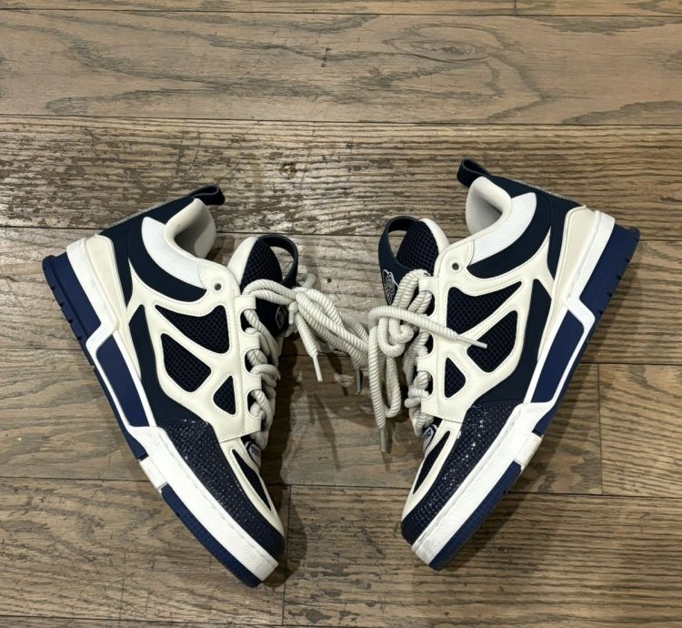 White And Blue Skate Sneakers