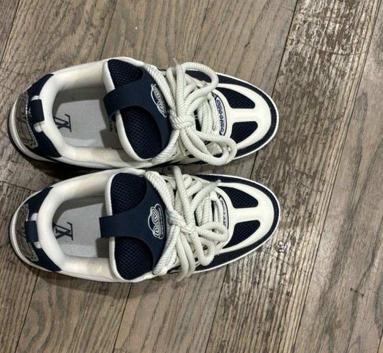 White And Blue Skate Sneakers