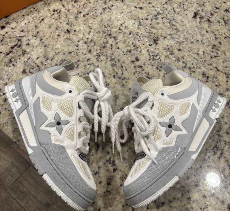 White And Grey Skate Sneakers