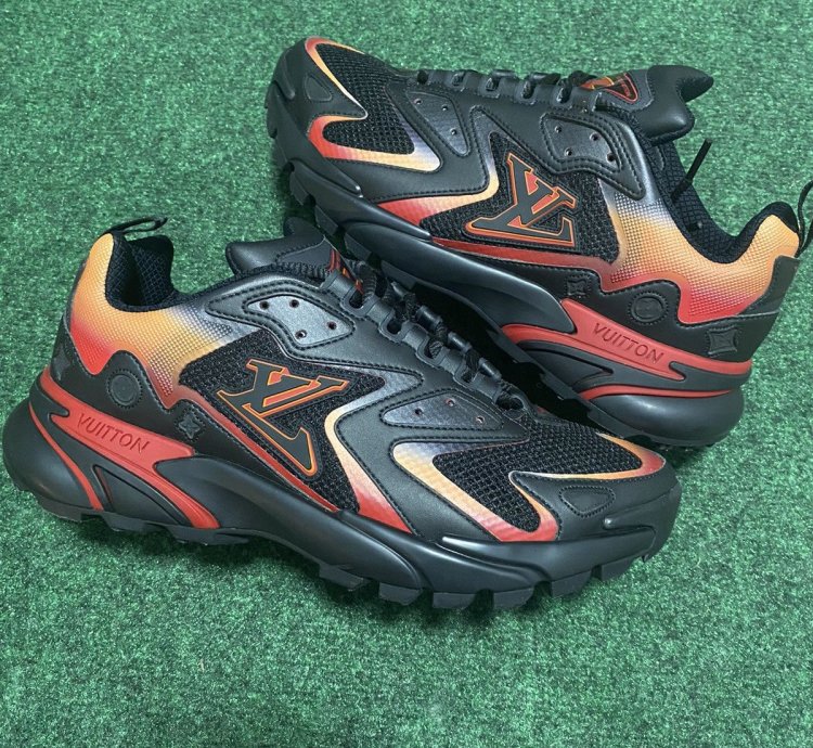 Worn 1x Louis Vuitton Tactic Runner Black Red Orange