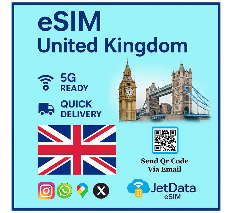 Esim United Kingdom - Esim Card Travel - 50gb 180days - Esim Card Data Only