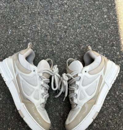 White And Beige Skate Sneakers