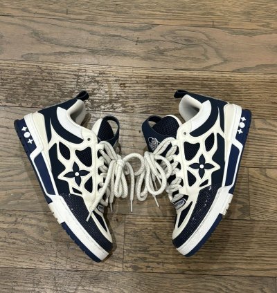 White And Blue Skate Sneakers
