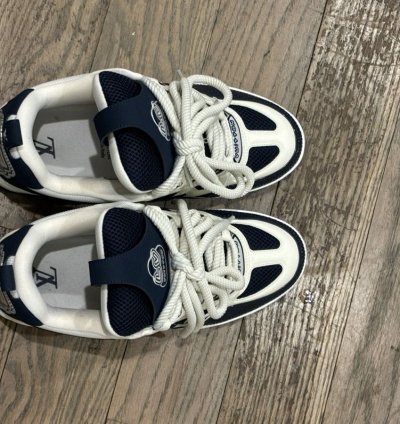 White And Blue Skate Sneakers