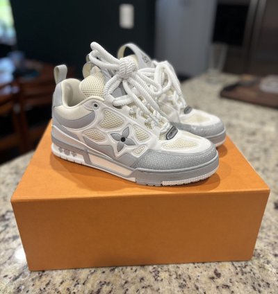 White And Grey Skate Sneakers