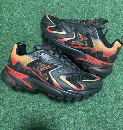 Worn 1x Louis Vuitton Tactic Runner Black Red Orange