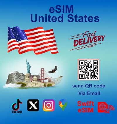 United States Esim 50gb 30 Day Esim Card Data Only