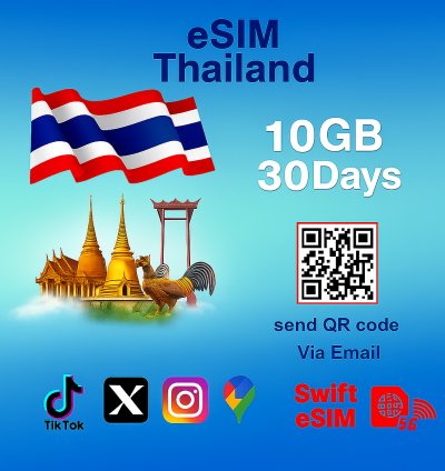 Thailand Travel Esim 10gb 30days 5g Data Only