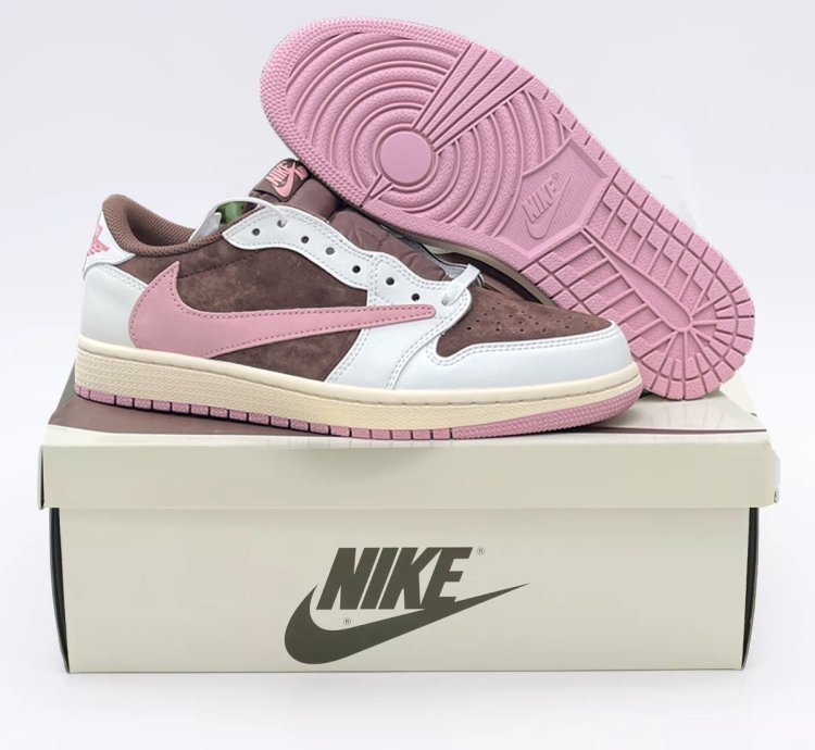 Travis Scott X Air Jordan 1 Low - Dark Pony - Pink Oxford