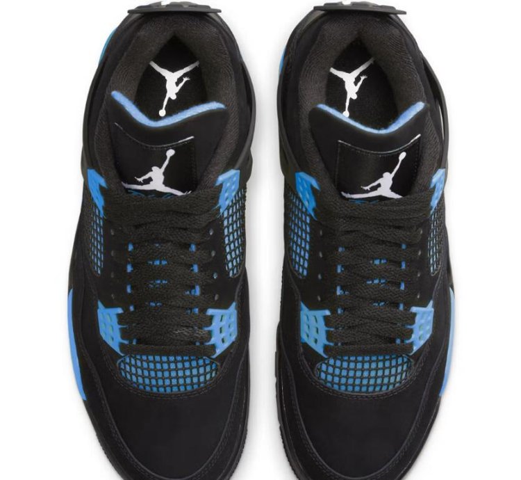 Air Jordan 4 Black Unc - University Blue Thunder