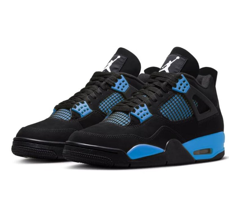 Air Jordan 4 Black Unc - University Blue Thunder