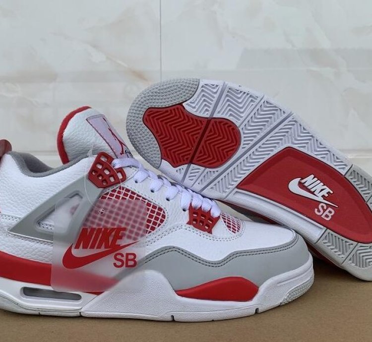 Nike Sb X Jordan 4 Varsity White Fire Red