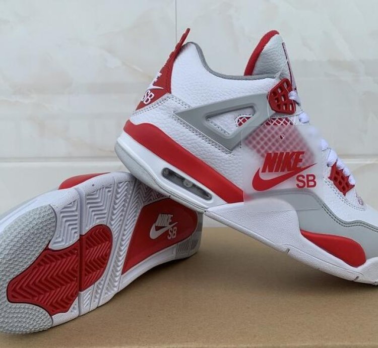 Nike Sb X Jordan 4 Varsity White Fire Red