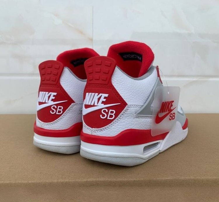 Nike Sb X Jordan 4 Varsity White Fire Red