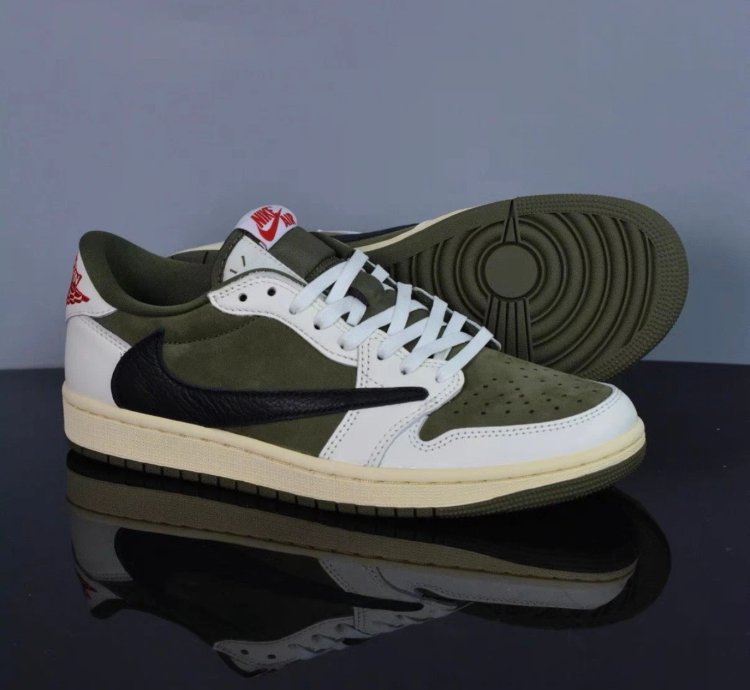 Travix Scott X Jordan Air Jordan 1 Low Og Medium Olive Mens Basketball Shoes