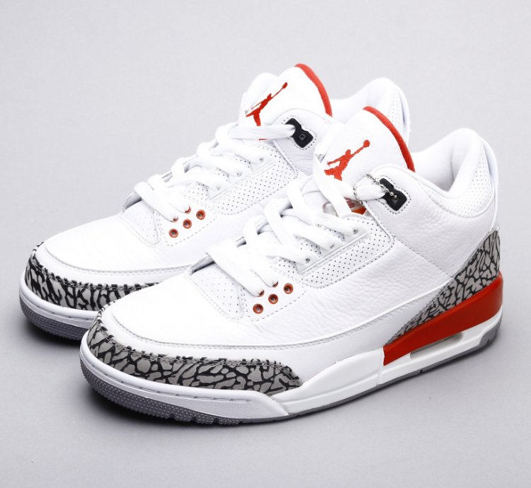 Jordan 3 Retro Hurricane White And Red Mens Basketball Shoes