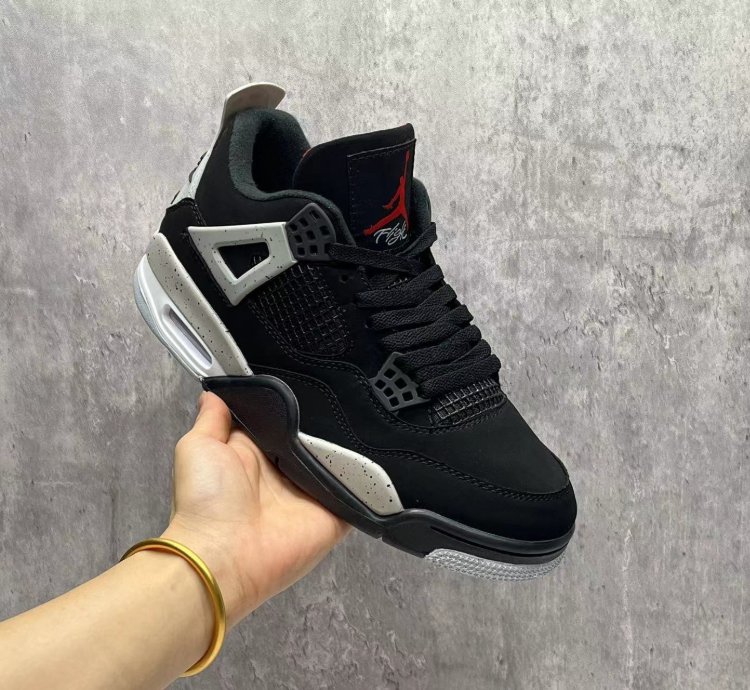 Jordan 4 Retro Black Cement Basketball Shoes Man