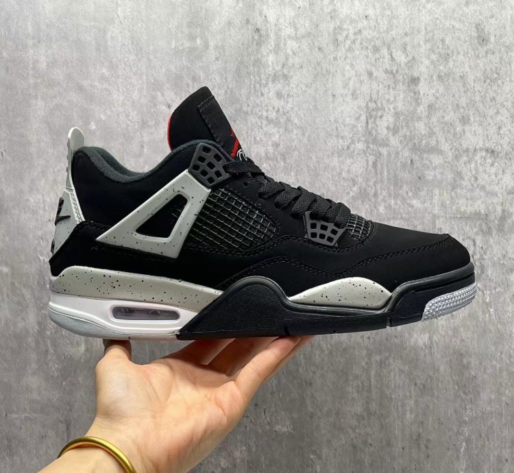 Jordan 4 Retro Black Cement Basketball Shoes Man