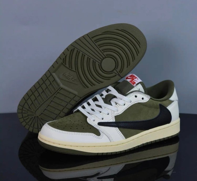 Travix Scott X Jordan Air Jordan 1 Low Og Medium Olive Mens Basketball Shoes