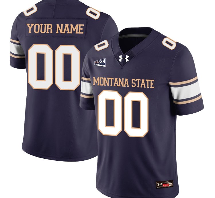 Custom Montana State Bobcat Jersey Name Number Football 2025 Stitched Navy