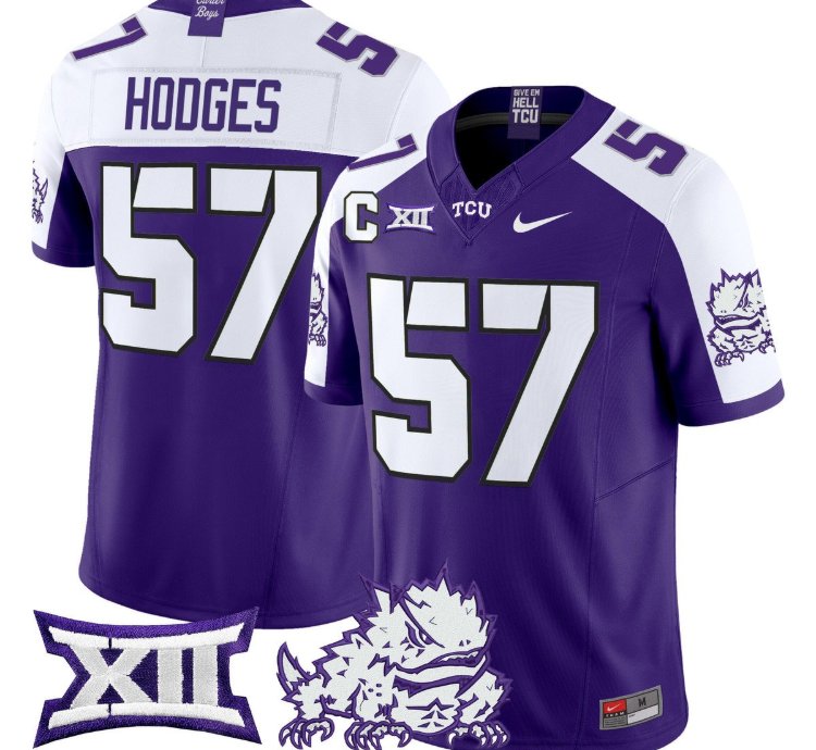 Johnny Hodges Jersey 57 Tcu Horned Frogs 2025 Vapor Limited Stitched Purple Alter