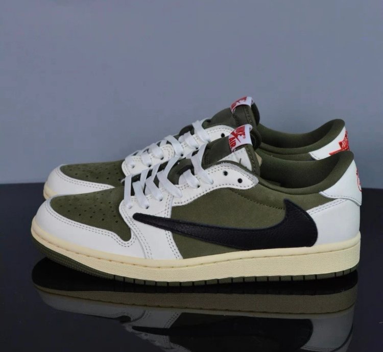 Travix Scott X Jordan Air Jordan 1 Low Og Medium Olive Mens Basketball Shoes