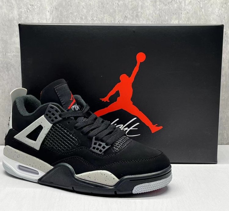 Jordan 4 Retro Black Cement Basketball Shoes Man