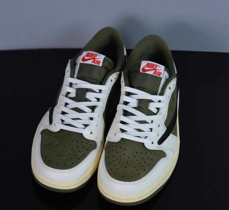 Travix Scott X Jordan Air Jordan 1 Low Og Medium Olive Mens Basketball Shoes