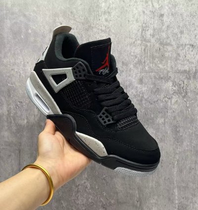 Jordan 4 Retro Black Cement Basketball Shoes Man