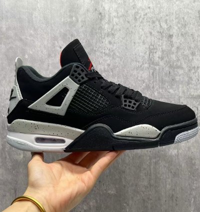 Jordan 4 Retro Black Cement Basketball Shoes Man