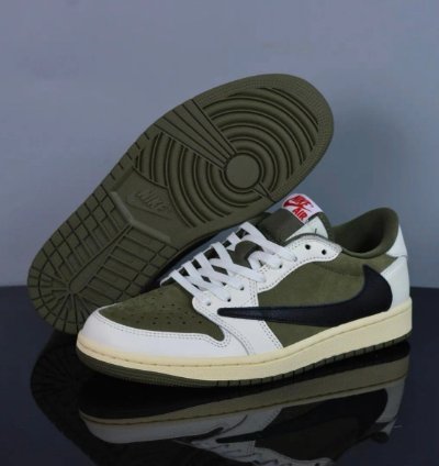 Travix Scott X Jordan Air Jordan 1 Low Og Medium Olive Mens Basketball Shoes
