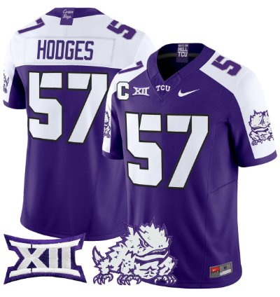 Johnny Hodges Jersey 57 Tcu Horned Frogs 2025 Vapor Limited Stitched Purple Alter