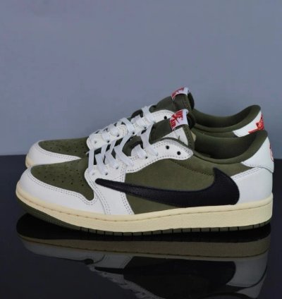 Travix Scott X Jordan Air Jordan 1 Low Og Medium Olive Mens Basketball Shoes