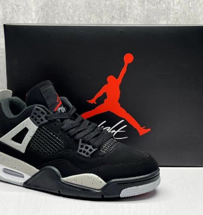 Jordan 4 Retro Black Cement Basketball Shoes Man