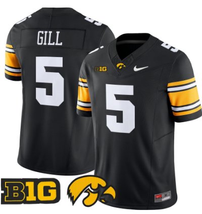 Jacob Gill Jersey 5 Iowa Hawkeyes 2025 Limited Stitched Black