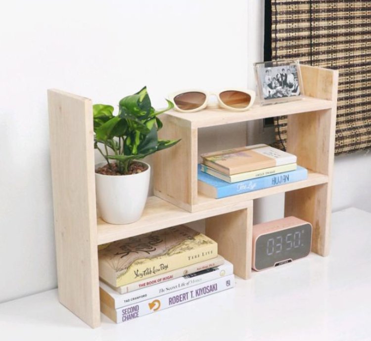 Multipurpose Mahogany Bookshelf Minimalist Table Shelf