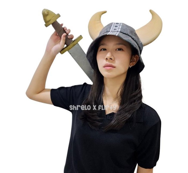 Bucket Hat War Helmet Linen Material With Soft Foam Horns