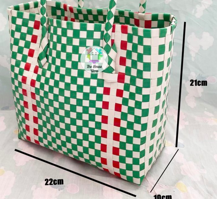 Plastic Woven Market Shopping Bag Basket Small Size Color