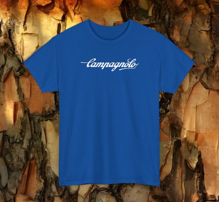 Campagnolo T-shirt Classic Blue Cycling Tee For Road Bike Lovers Vintage Style Fans