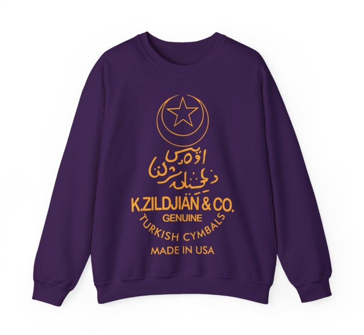K Zildjian Crewneck Streetwear - Retro Drummer Streetwear Purple