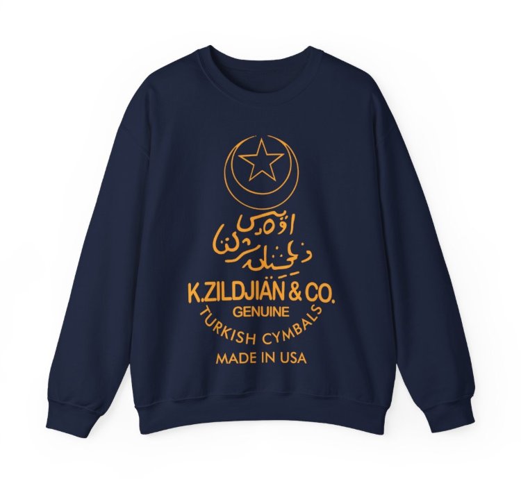 K Zildjian Crewneck Streetwear - Retro Drummer Streetwear Navy