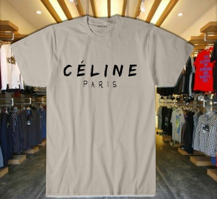 Celine Paris Shirt Logo Gray Size S-5xl