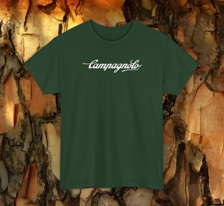 Campagnolo T-shirt Classic Forest Green Cycling Tee For Road Bike Lovers Vintage Style Fans